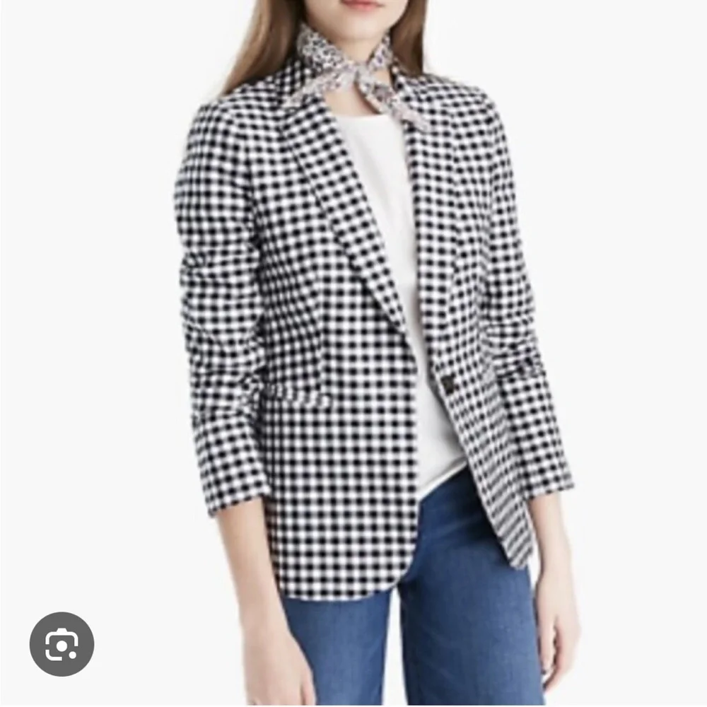 J. Crew Parke Blazer In Navy Blue and White Gingham Size 6 NWOT
